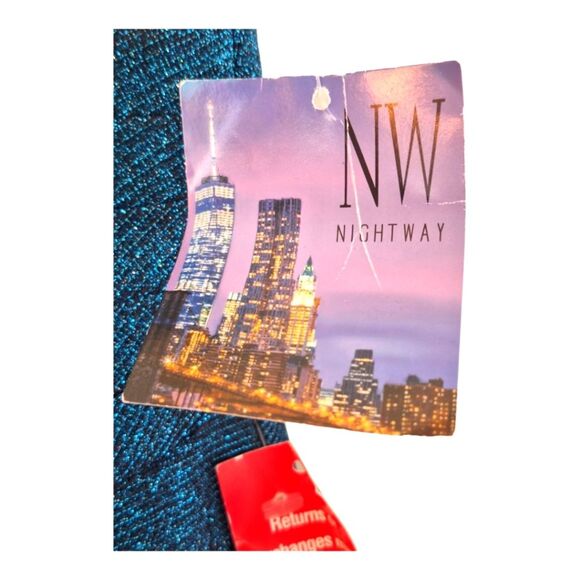 Nightway Sparkly Formal Gown Azure Teal Blue NWT 10P Wedding Pageant Holiday - Picture 9 of 16